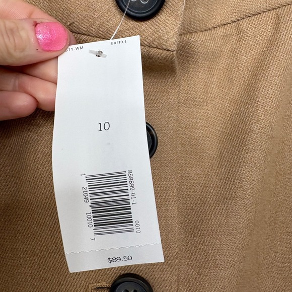 Banana Republic Camel Tan Button Front A-Line Midi Skirt Womens 10 NWT - Picture 7 of 8